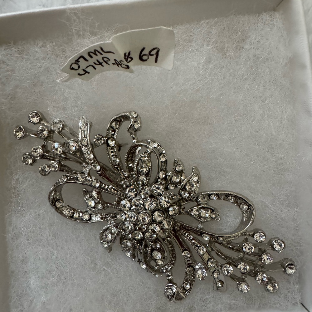 Elegant Silver Crystal Brooch
